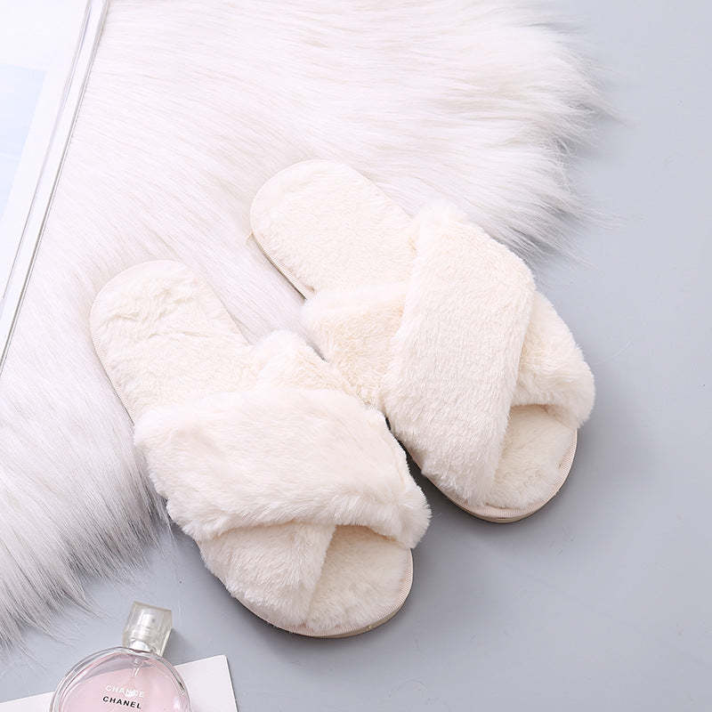 Custom Plush Slippers Personalized Bridal Fluffy Cross Pearls Slippers Wedding Gift for Bride	 - FaceSocksUSA