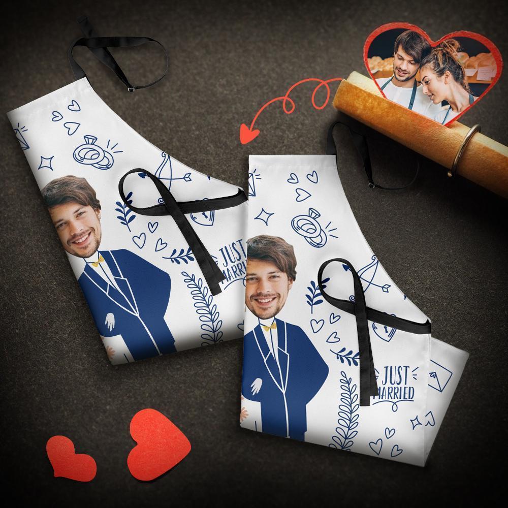 Custom Apron Wedding Gifts Apron Matching Couple Apron with Face-FaceSocksUSA