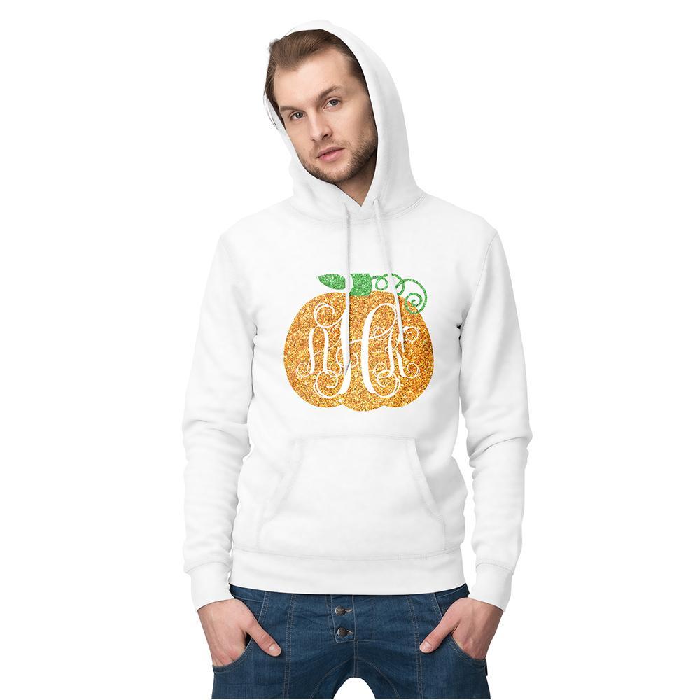 Custom Hoodie Long Sleeve Pullover Men's Hoodie Sweatshirt with Text Halloween Gift - Golden Pumpkin - FaceSocksUSA
