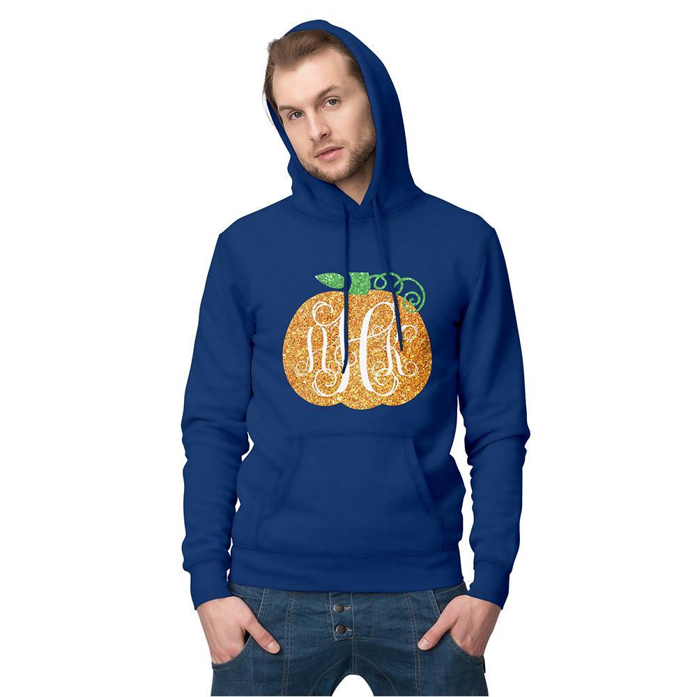 Custom Hoodie Long Sleeve Pullover Men's Hoodie Sweatshirt with Text Halloween Gift - Golden Pumpkin - FaceSocksUSA