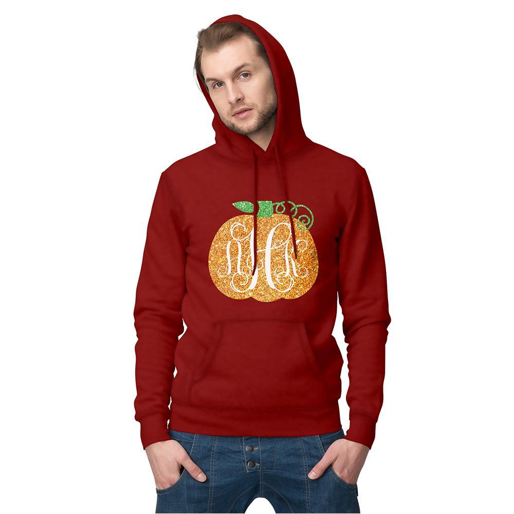 Custom Hoodie Long Sleeve Pullover Men's Hoodie Sweatshirt with Text Halloween Gift - Golden Pumpkin - FaceSocksUSA