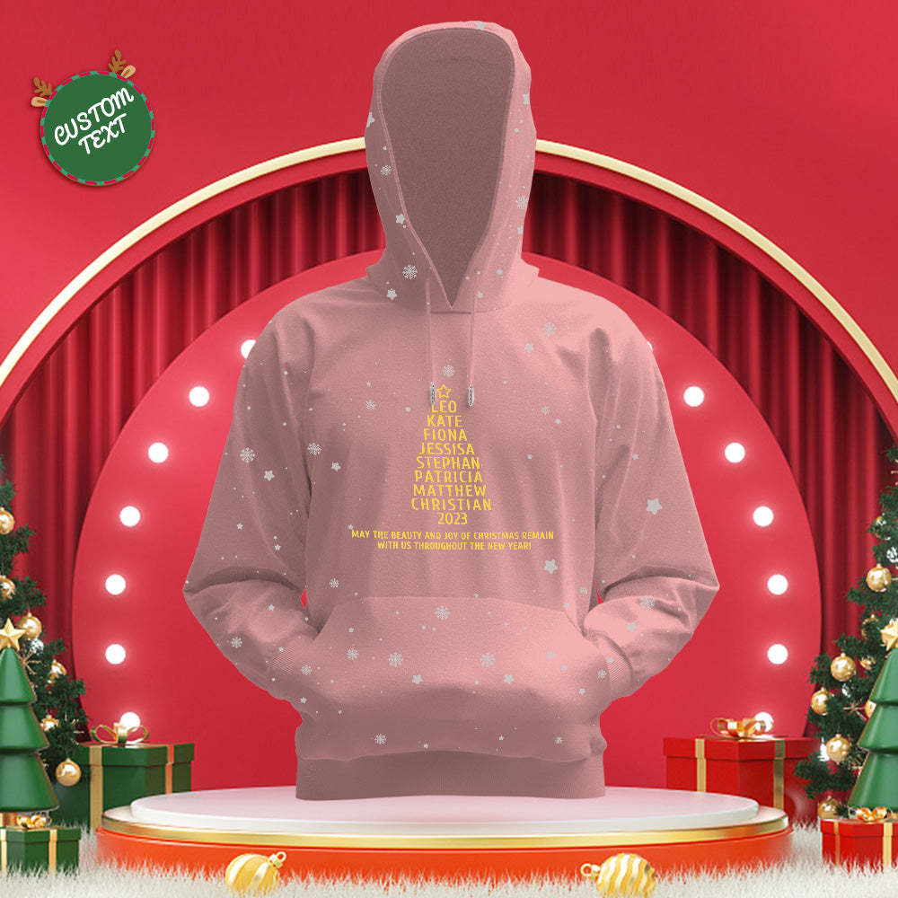 Custom Family Names Christmas Tree Hoodies Personalized Sweatshirts Christmas Day Gifts	 - FaceSocksUSA