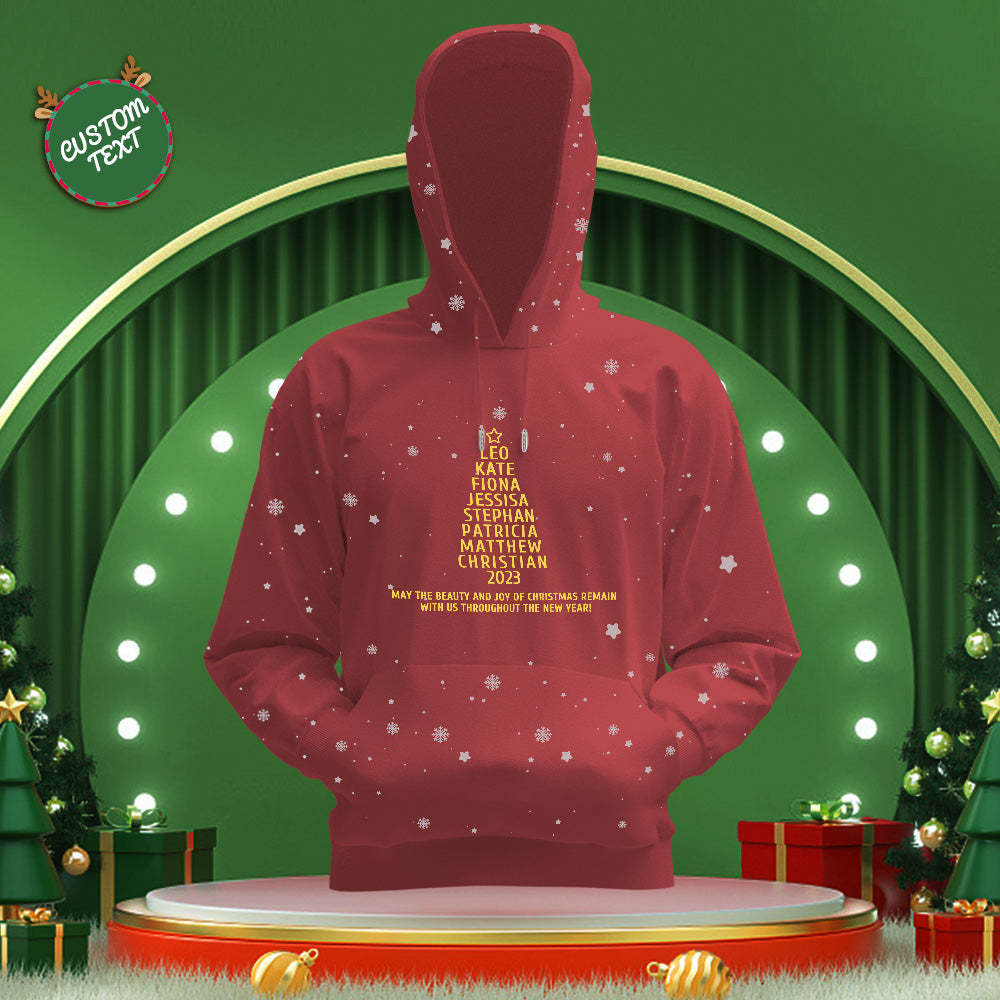 Custom Family Names Christmas Tree Hoodies Personalized Sweatshirts Christmas Day Gifts	 - FaceSocksUSA