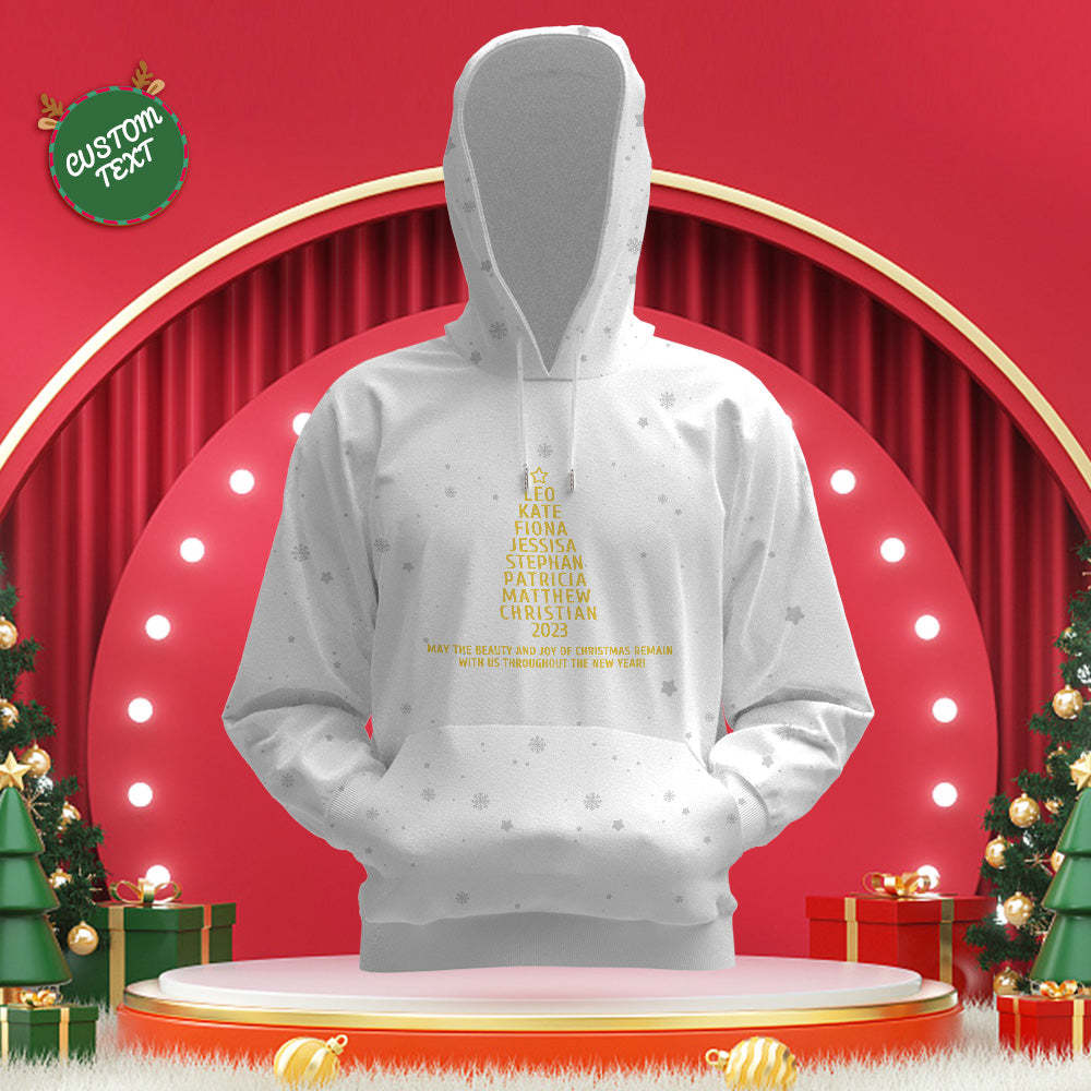 Custom Family Names Christmas Tree Hoodies Personalized Sweatshirts Christmas Day Gifts	 - FaceSocksUSA