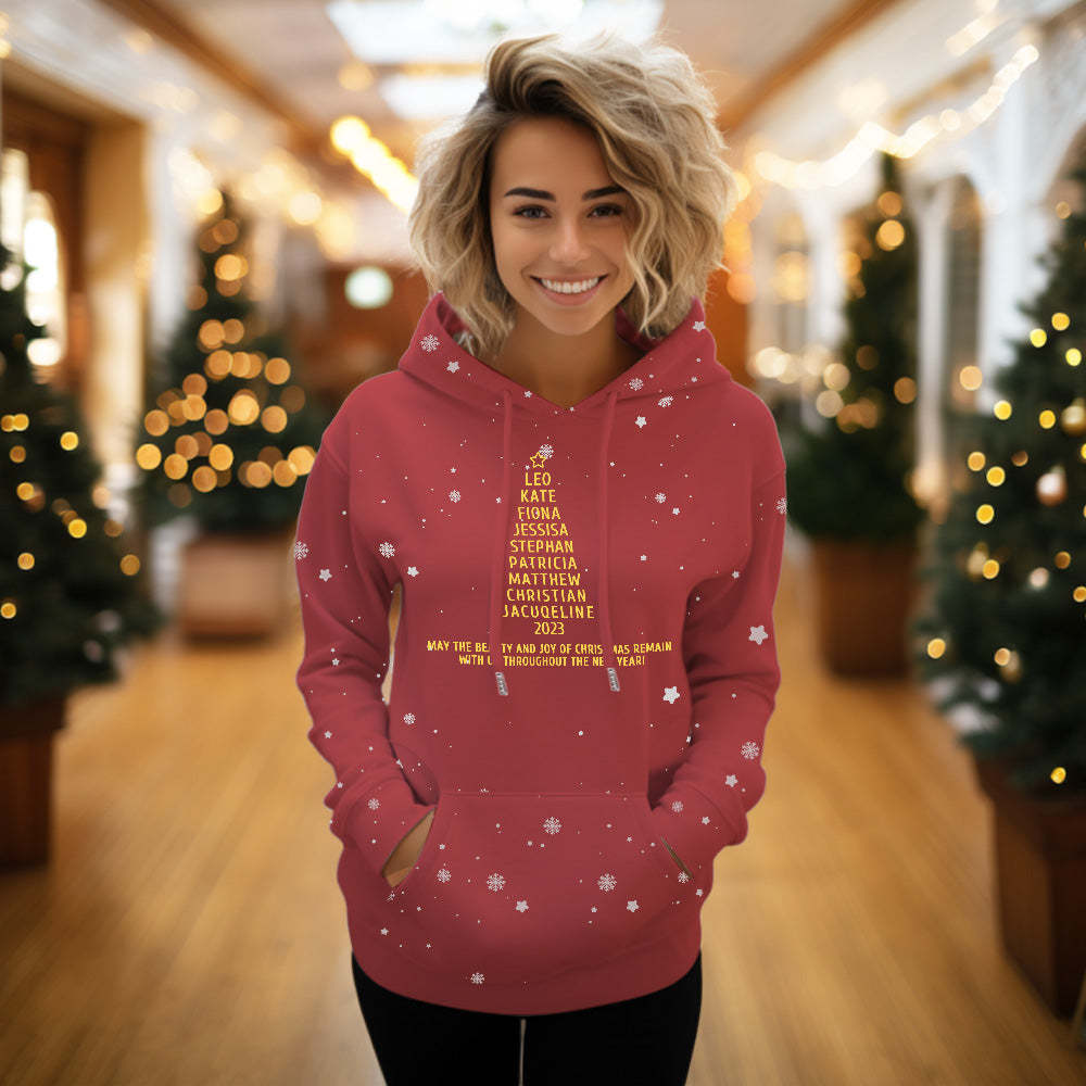 Custom Family Names Christmas Tree Hoodies Personalized Sweatshirts Christmas Day Gifts	 - FaceSocksUSA