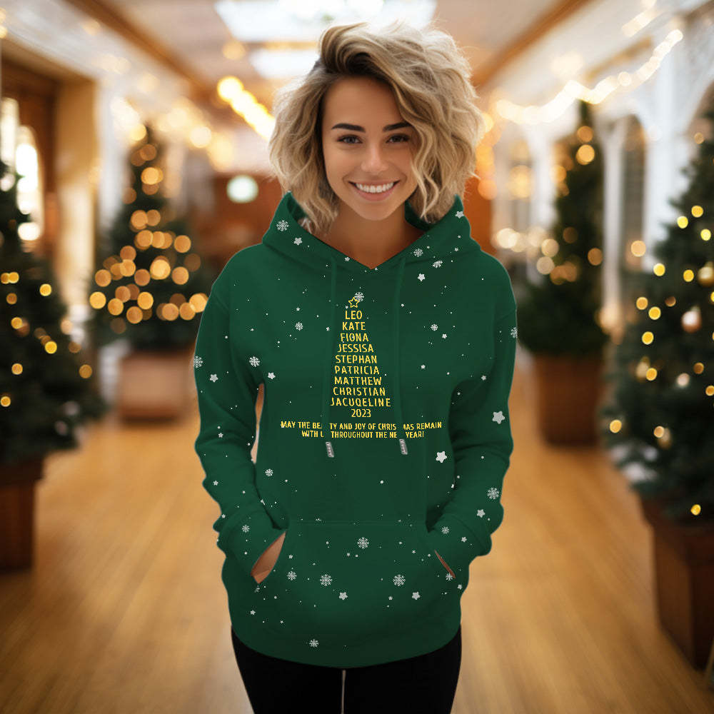 Custom Family Names Christmas Tree Hoodies Personalized Sweatshirts Christmas Day Gifts	 - FaceSocksUSA