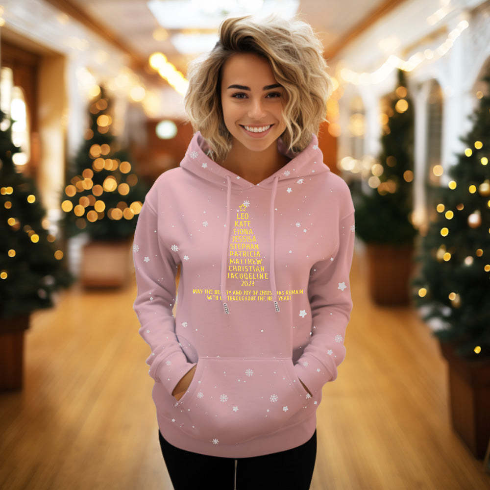 Custom Family Names Christmas Tree Hoodies Personalized Sweatshirts Christmas Day Gifts	 - FaceSocksUSA