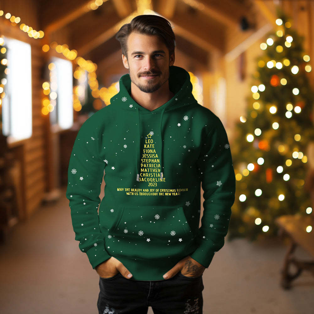 Custom Family Names Christmas Tree Hoodies Personalized Sweatshirts Christmas Day Gifts	 - FaceSocksUSA