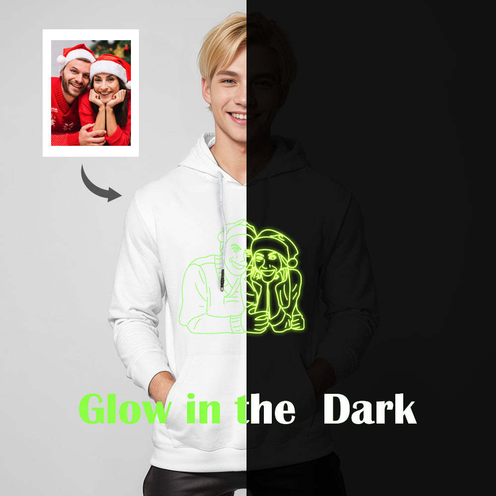Custom Photo Glow In The Dark Multicolour Hoodie Personalized Luminous Unisex Hoodie Creative Gift	 - FaceSocksUSA