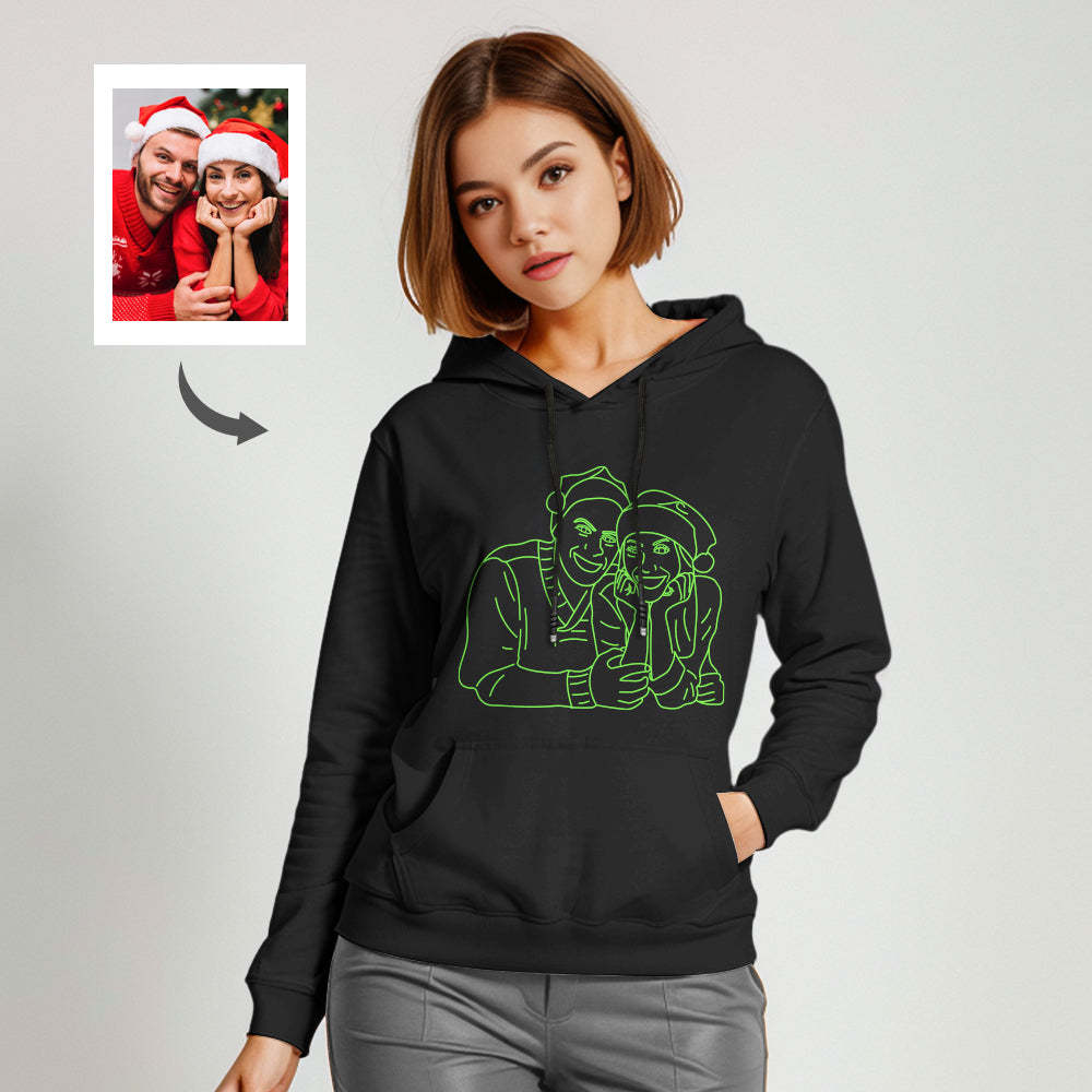 Custom Photo Glow In The Dark Multicolour Hoodie Personalized Luminous Unisex Hoodie Creative Gift	 - FaceSocksUSA