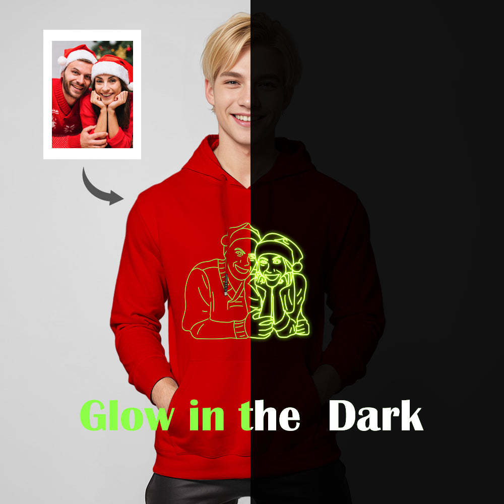 Custom Photo Glow In The Dark Multicolour Hoodie Personalized Luminous Unisex Hoodie Creative Gift	 - FaceSocksUSA