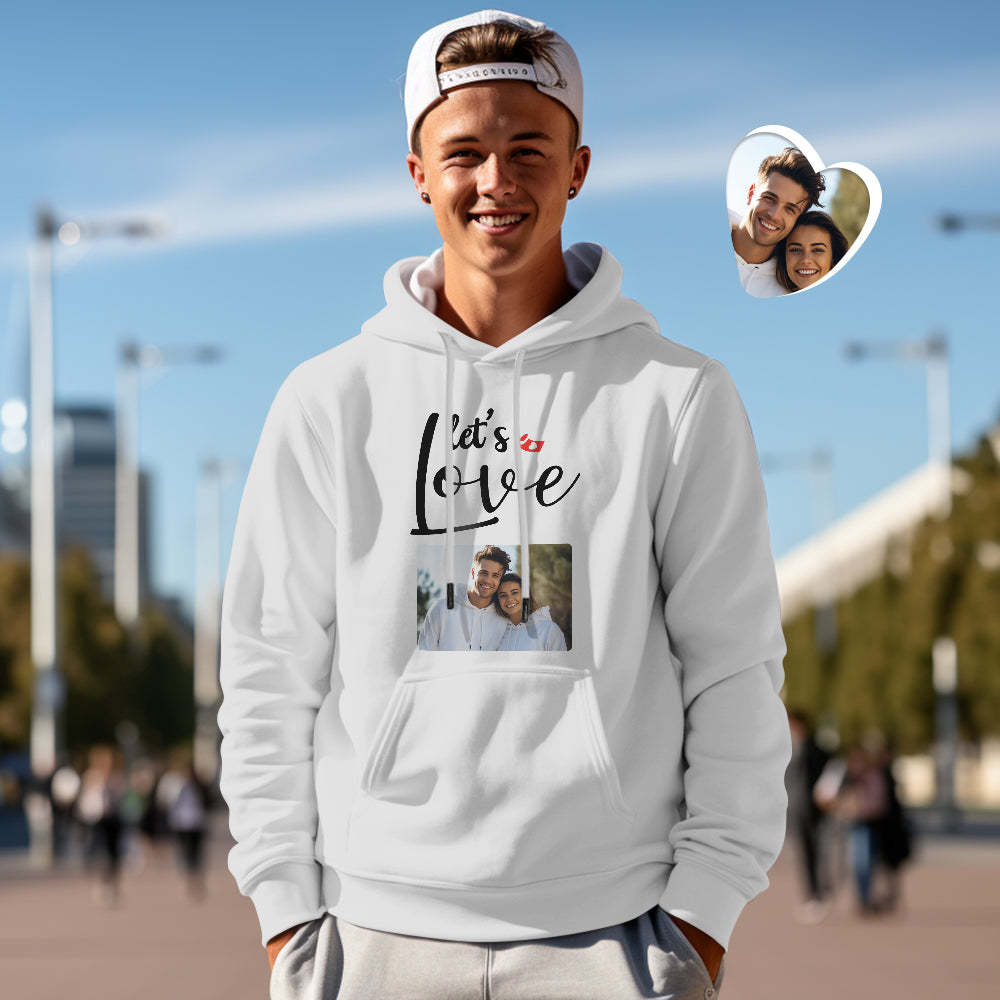 Custom Photo Couple Matching Hoodies LET'S WRITE A LOVE STORY Personalized Hoodie Valentine's Day Gift - FaceSocksUSA