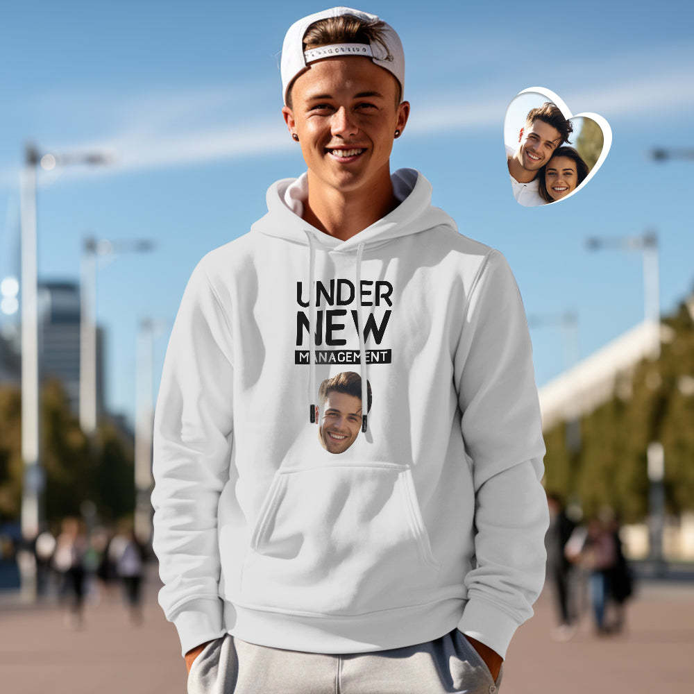 Custom Face Couple Matching Hoodies NEW MANAGEMENT Personalized Hoodie Valentine's Day Gift - FaceSocksUSA