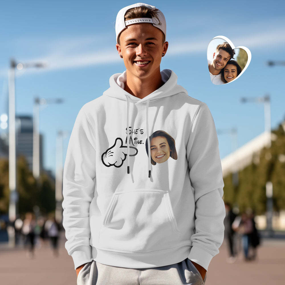 Custom Face Funny Couple Matching Hoodies You are Mine Personalized Hoodie Valentine's Day Gift - FaceSocksUSA