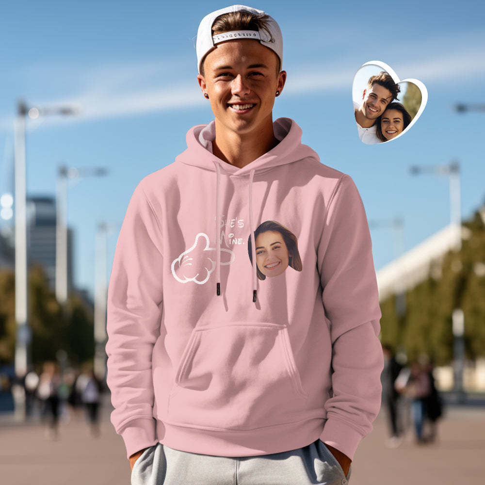 Custom Face Funny Couple Matching Hoodies You are Mine Personalized Hoodie Valentine's Day Gift - FaceSocksUSA