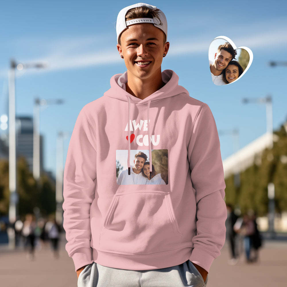Custom Photo Couple Matching Hoodies Awesome Couple Personalized Hoodie Valentine's Day Gift	 - FaceSocksUSA