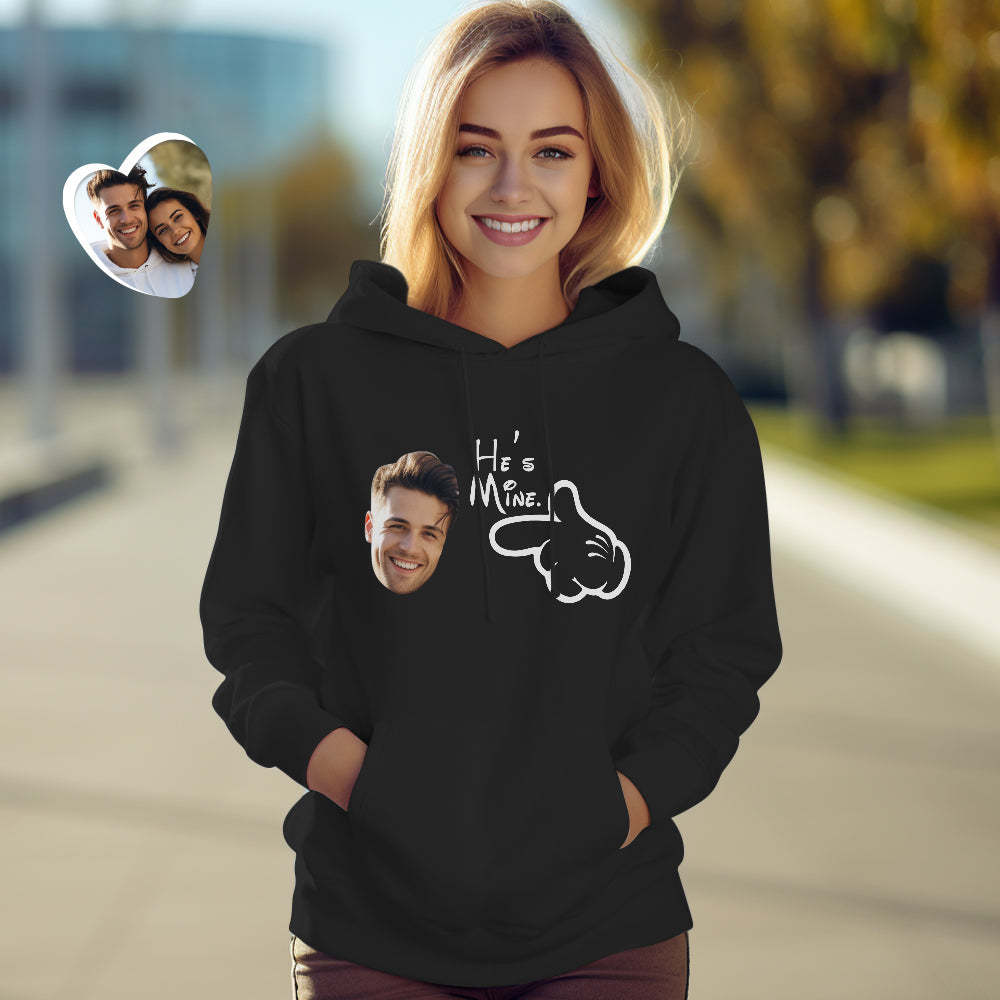 Custom Face Funny Couple Matching Hoodies You are Mine Personalized Hoodie Valentine's Day Gift - FaceSocksUSA