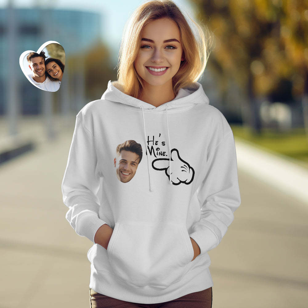 Custom Face Funny Couple Matching Hoodies You are Mine Personalized Hoodie Valentine's Day Gift - FaceSocksUSA