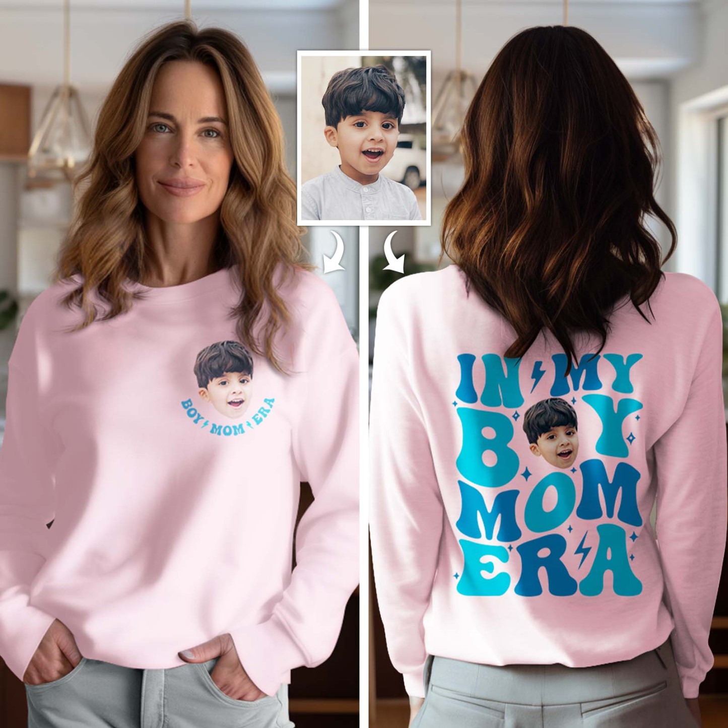 Custom Face In My Boy Mom Girl Mom Era Sweatshirt Personalized Photo Hoodie Mother's Day Gift - FaceSocksUSA