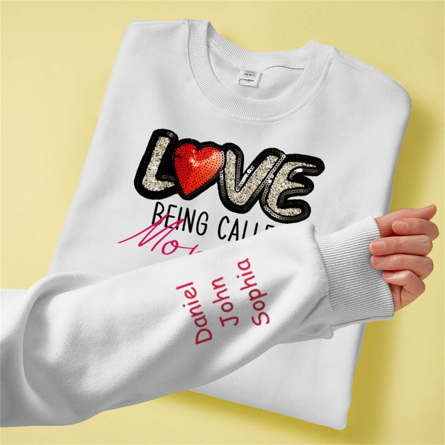 Personalized Names Sweatshirt Custom Sweatshirt with LOVE Sequins Mother's Day Gift - FaceSocksUSA