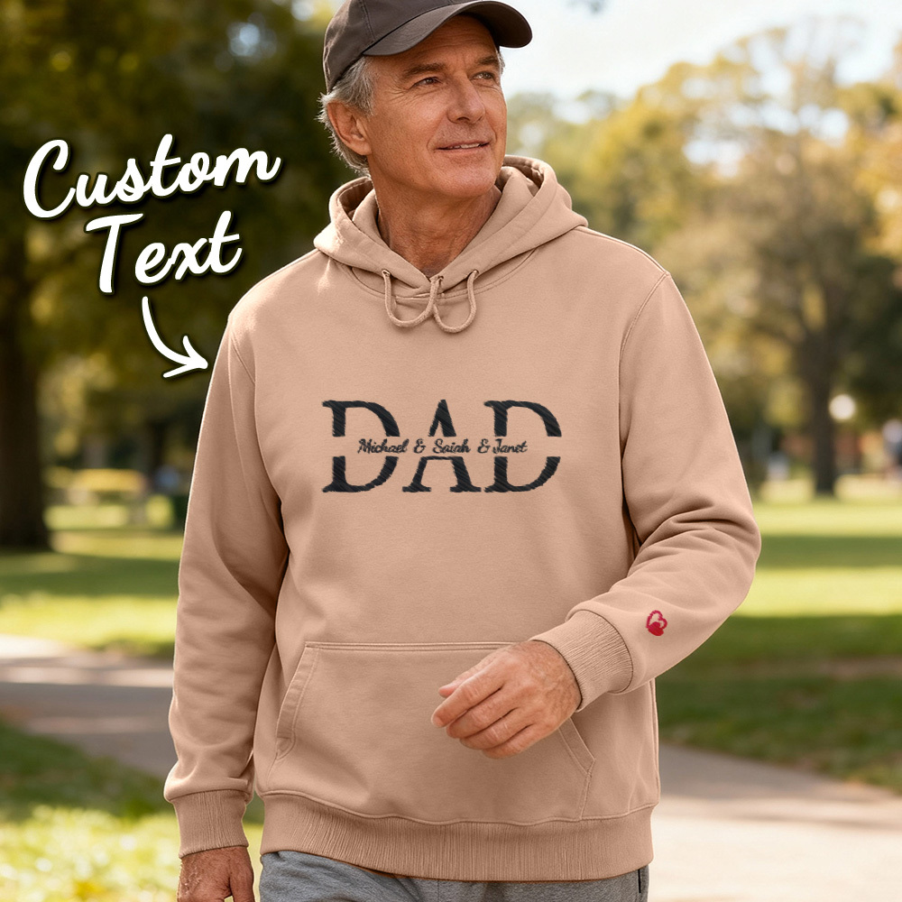 Father's Day Gifts Custom Embroidered Dad And Kid's Name Hoodie - FaceSocksUSA