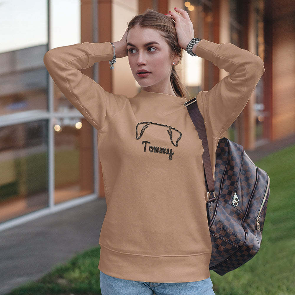 Personalized Dog Ears Sweatshirt with Name Custom Embroider Hoodie Gift for Dog Lover	 - FaceSocksUSA