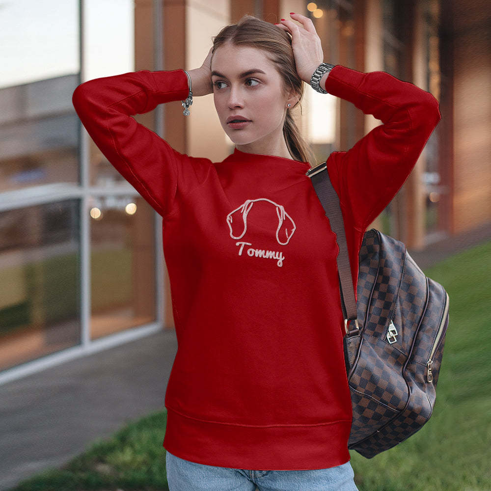 Personalized Dog Ears Sweatshirt with Name Custom Embroider Hoodie Gift for Dog Lover	 - FaceSocksUSA