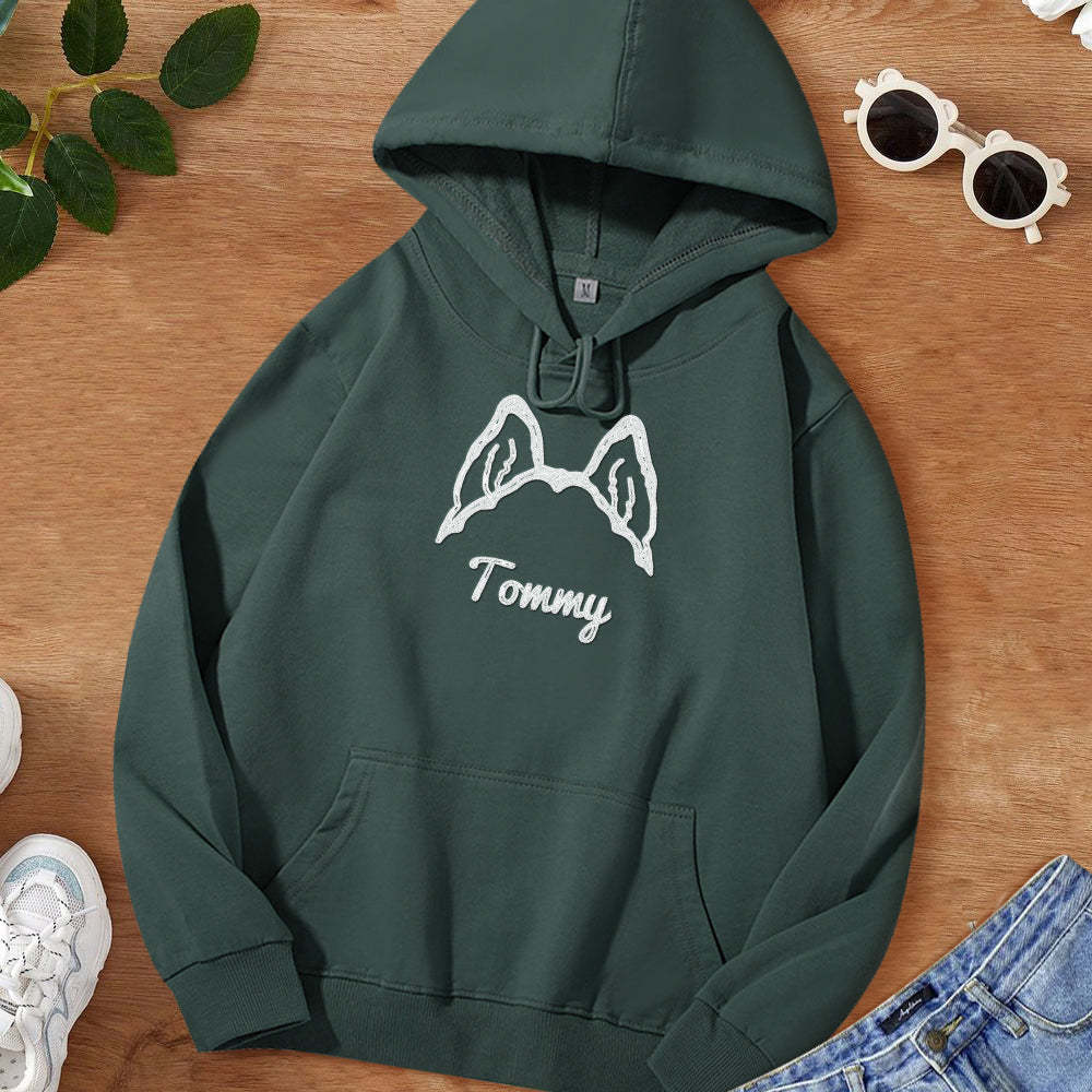 Custom Dog Ear Sweatshirt Personalized Embroider Dog Hoodie Gift for Dog Lovers	 - FaceSocksUSA