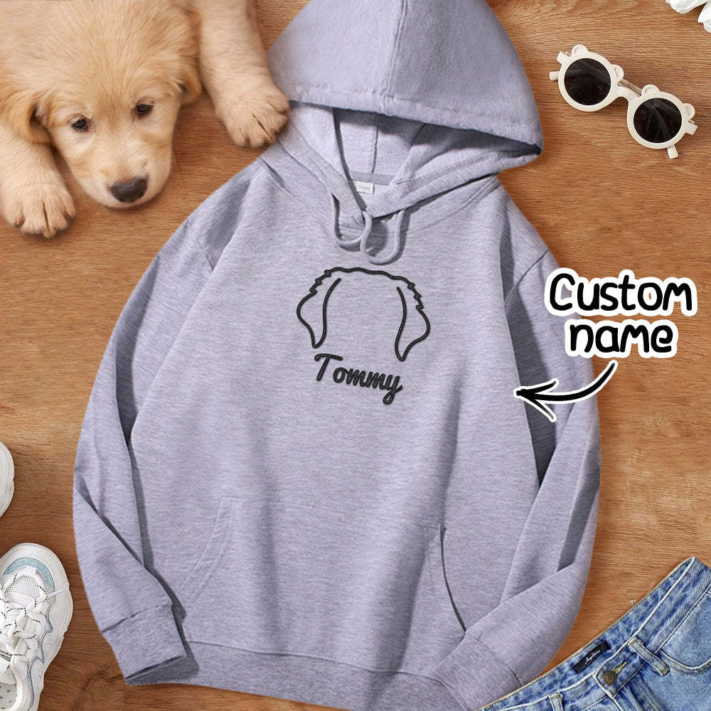 Custom Dog Ear Sweatshirt Personalized Embroider Dog Hoodie Gift for Dog Lovers	 - FaceSocksUSA