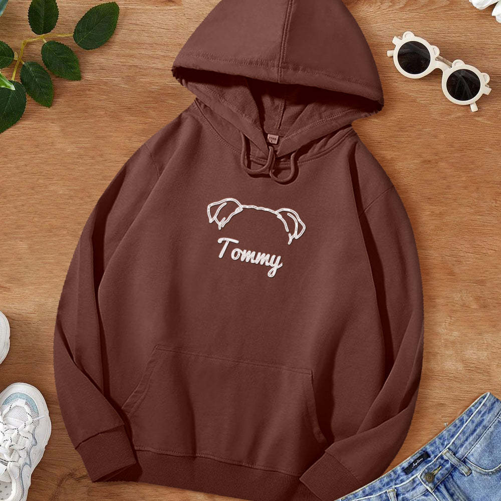 Custom Dog Ear Sweatshirt Personalized Embroider Dog Hoodie Gift for Dog Lovers	 - FaceSocksUSA