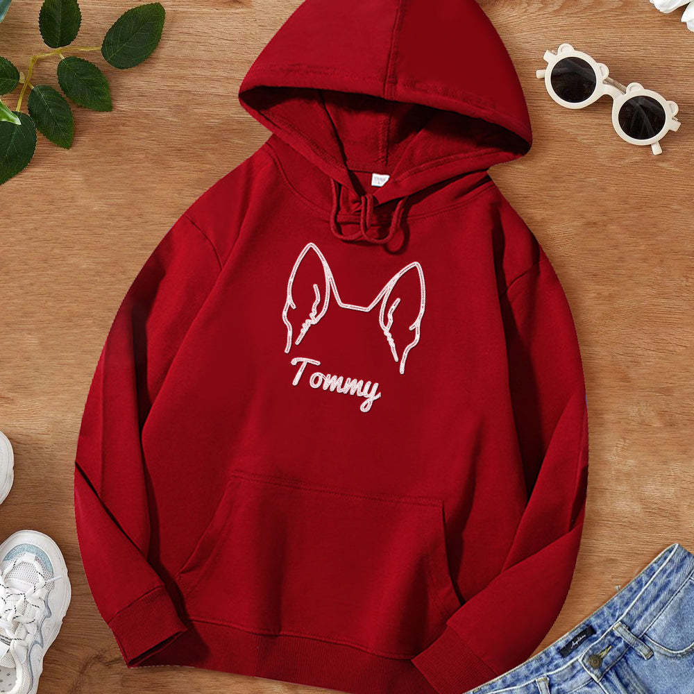 Custom Dog Ear Sweatshirt Personalized Embroider Dog Hoodie Gift for Dog Lovers	 - FaceSocksUSA