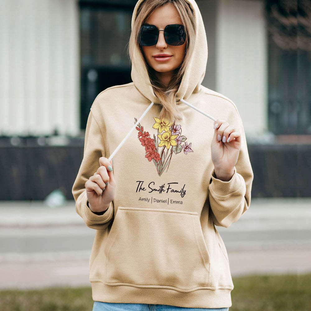 Custom Birth Flower Bouquet Sweatshirt Personalized Birth Flower Sweater Gifts for Mom	 - FaceSocksUSA