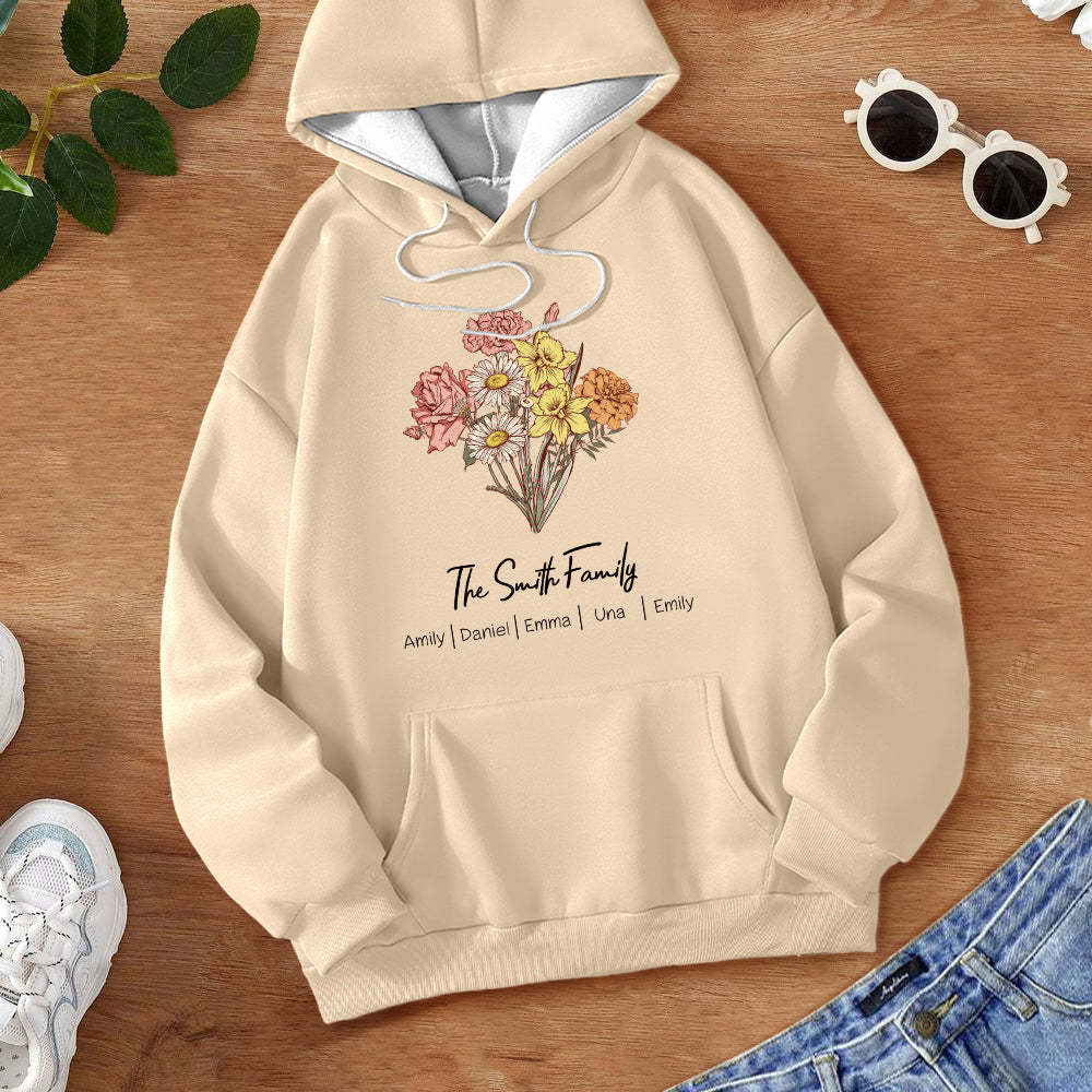Custom Birth Flower Bouquet Sweatshirt Personalized Birth Flower Sweater Gifts for Mom	 - FaceSocksUSA