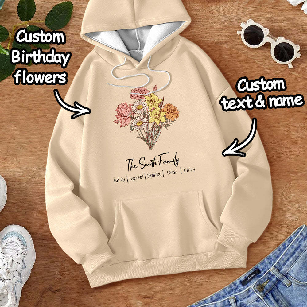 Custom Birth Flower Bouquet Sweatshirt Personalized Birth Flower Sweater Gifts for Mom	 - FaceSocksUSA