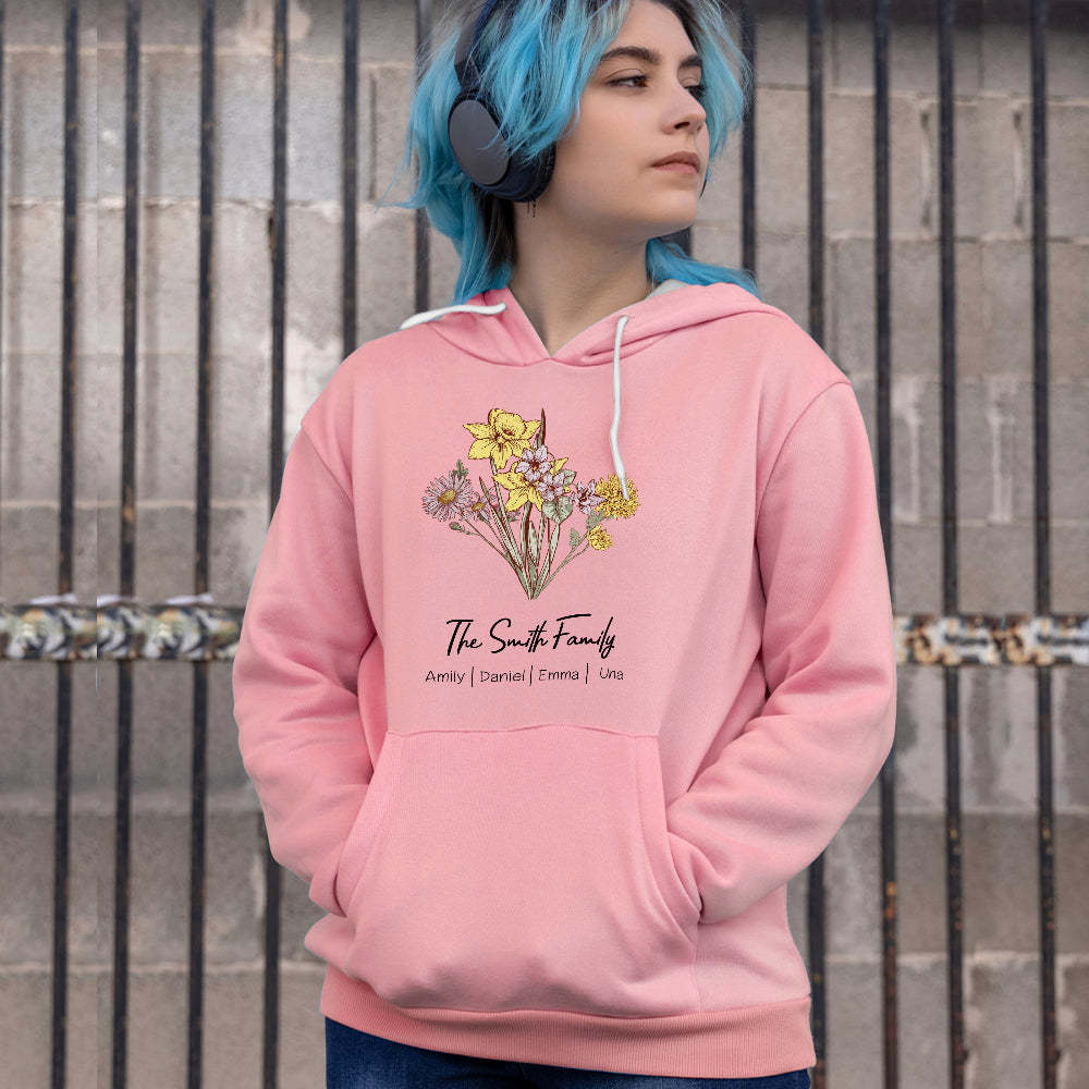 Custom Birth Flower Bouquet Sweatshirt Personalized Birth Flower Sweater Gifts for Mom	 - FaceSocksUSA