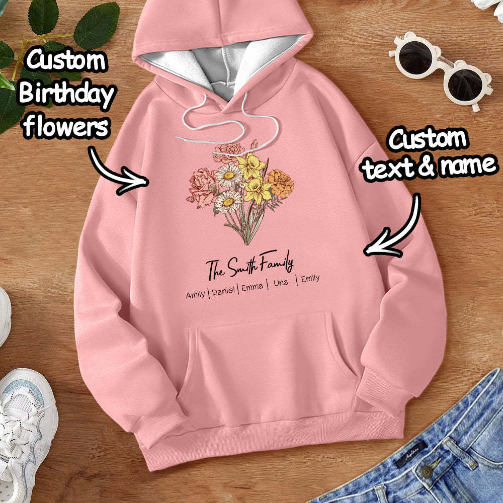 Custom Birth Flower Bouquet Sweatshirt Personalized Birth Flower Sweater Gifts for Mom	 - FaceSocksUSA