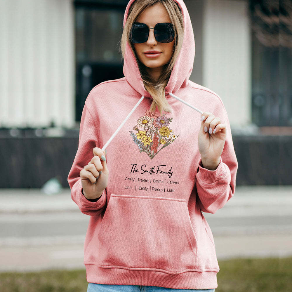 Custom Birth Flower Bouquet Sweatshirt Personalized Birth Flower Sweater Gifts for Mom	 - FaceSocksUSA