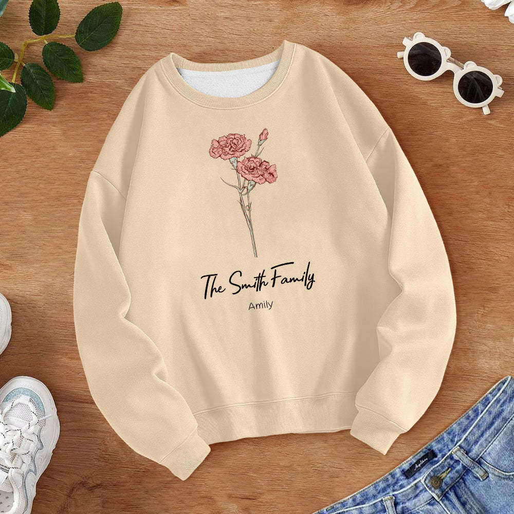 Personalized Birth Flower Bouquet Sweatshirt Custom Birth Flower Hoodie Gifts for Her	 - FaceSocksUSA