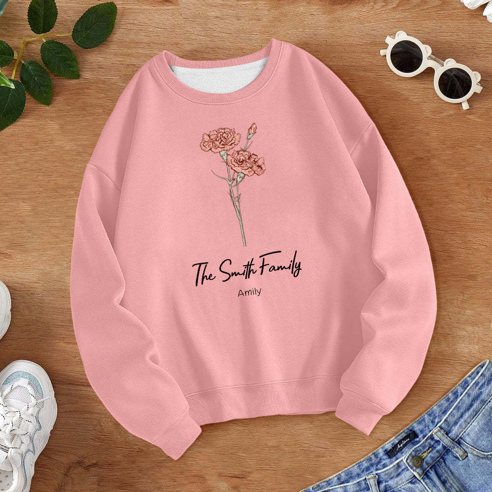 Personalized Birth Flower Bouquet Sweatshirt Custom Birth Flower Hoodie Gifts for Her	 - FaceSocksUSA