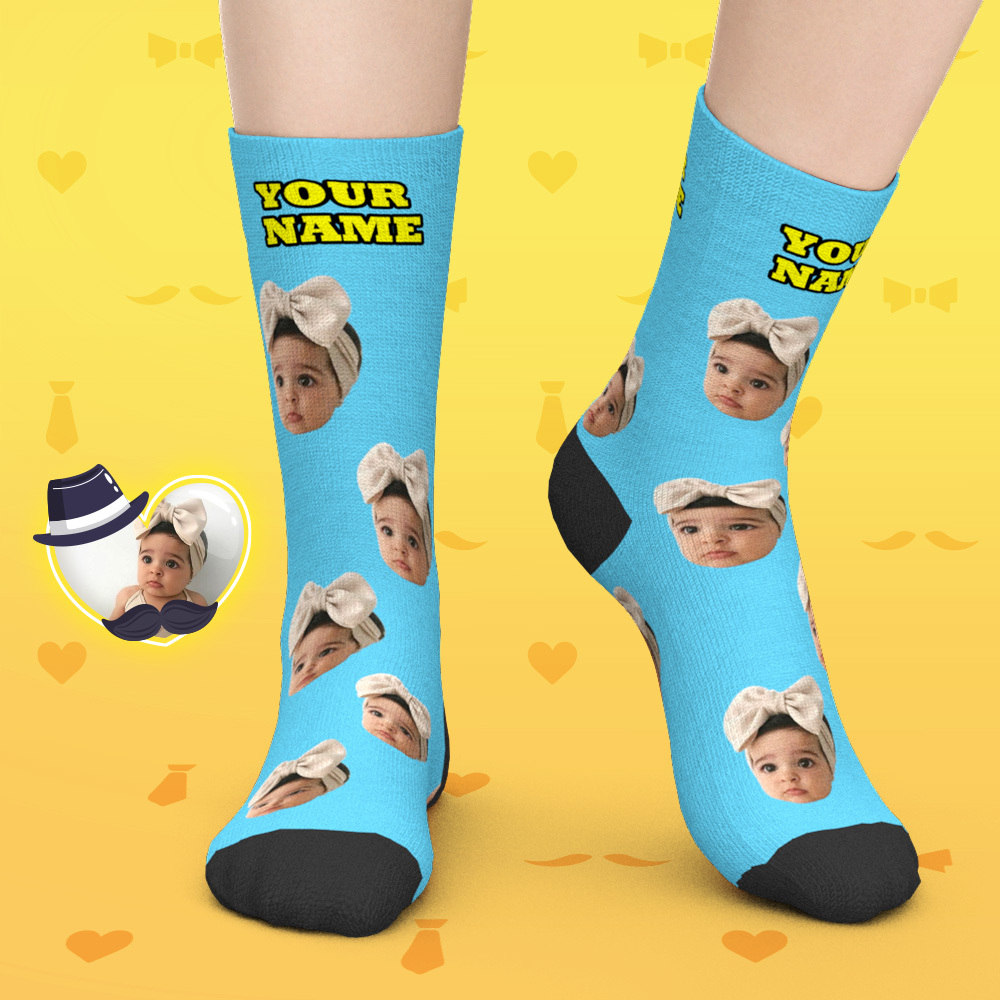 Custom Face Socks With Text Put Any Face on Socks for Mom
