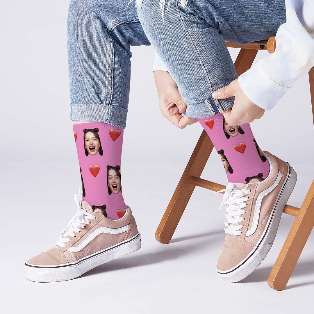 Custom Heart Socks-FaceSocksUSA