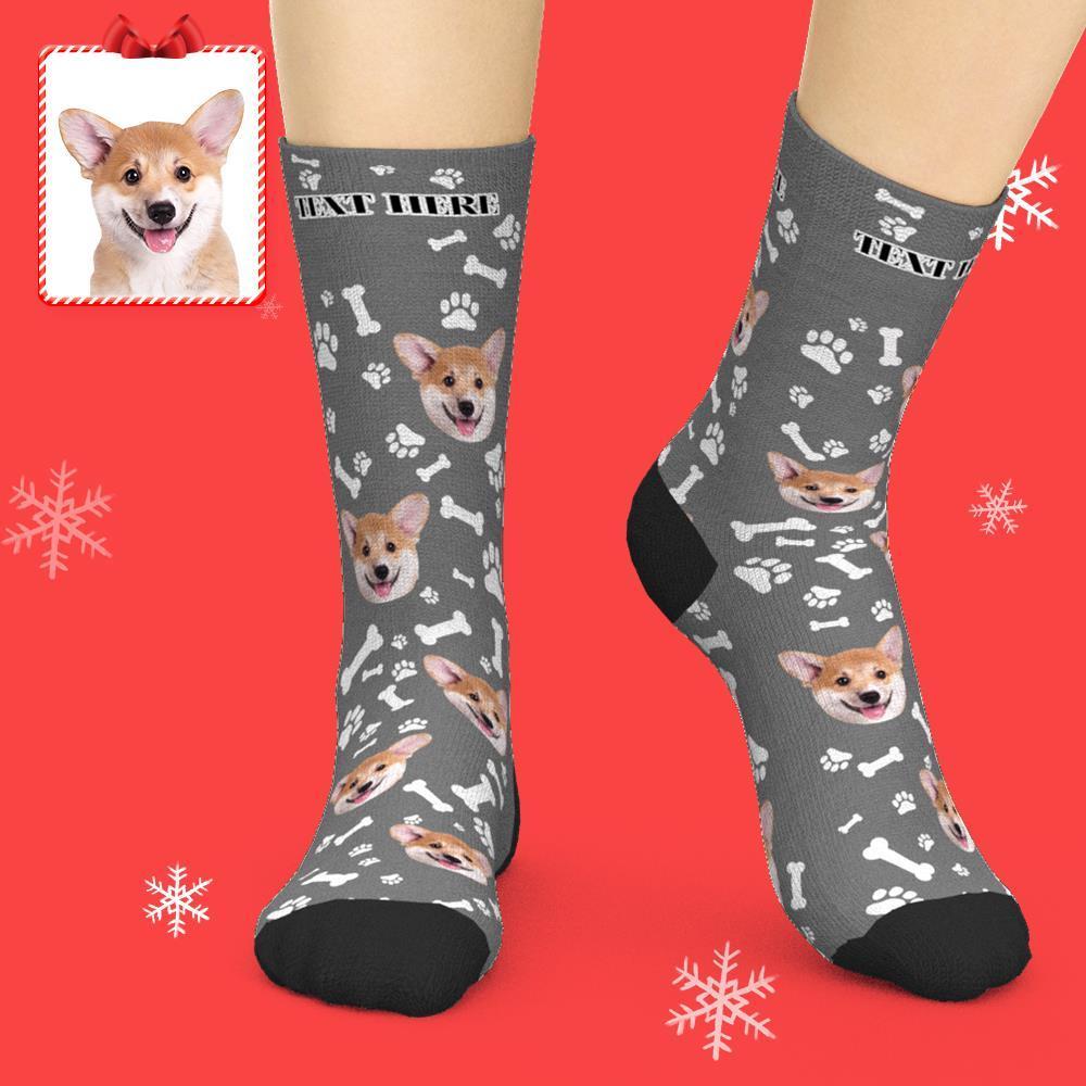 Custom Face Dog Socks With Your Text 3D preview - FaceSocksUSA