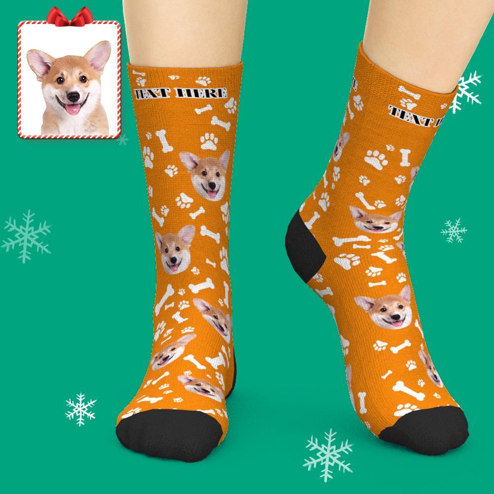 Custom Face Dog Socks With Your Text 3D preview - FaceSocksUSA