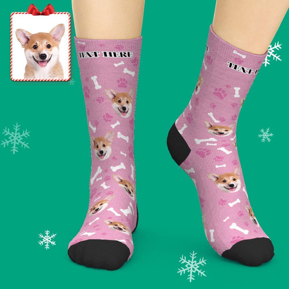 Custom Face Dog Socks With Your Text 3D preview - FaceSocksUSA