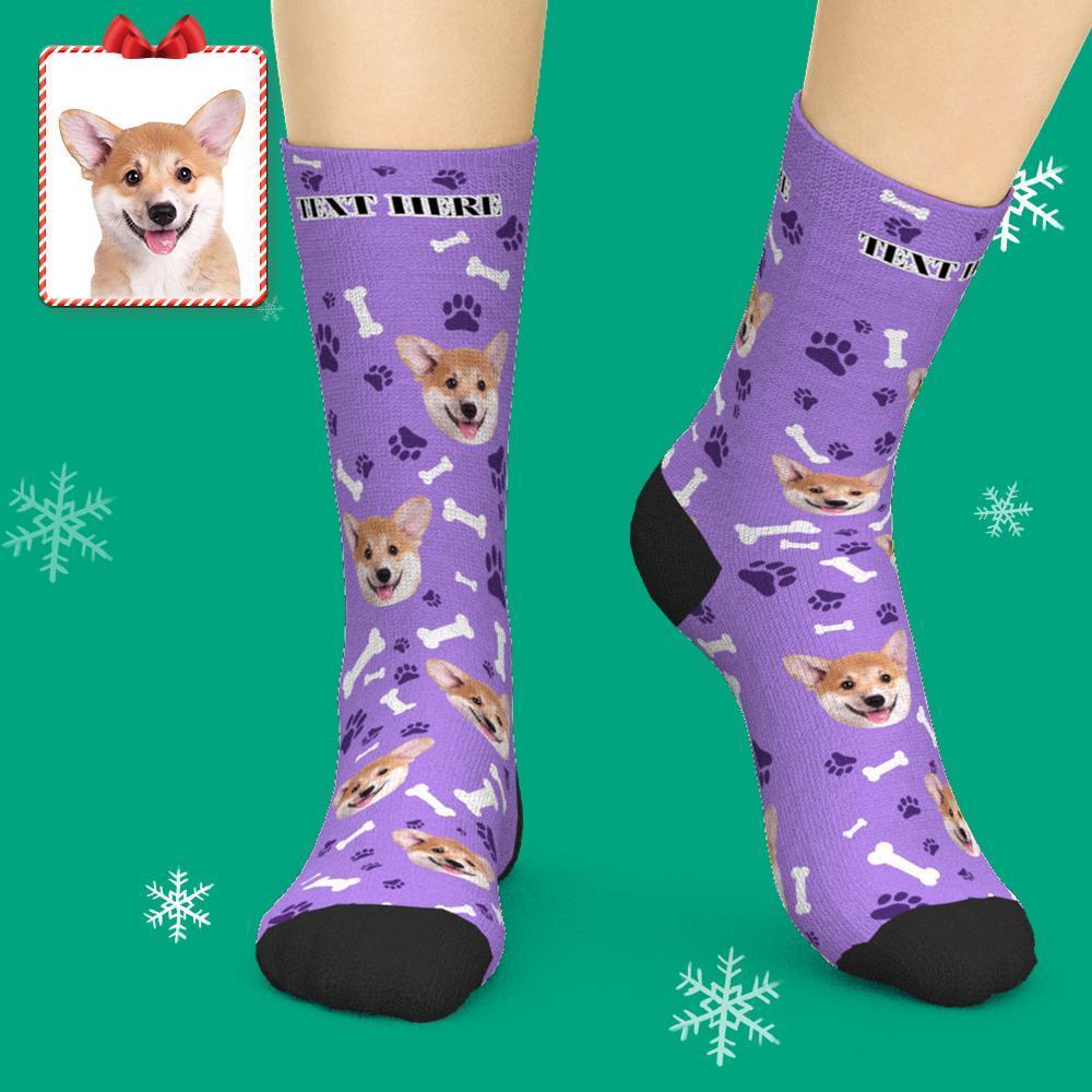 Custom Face Dog Socks With Your Text 3D preview - FaceSocksUSA