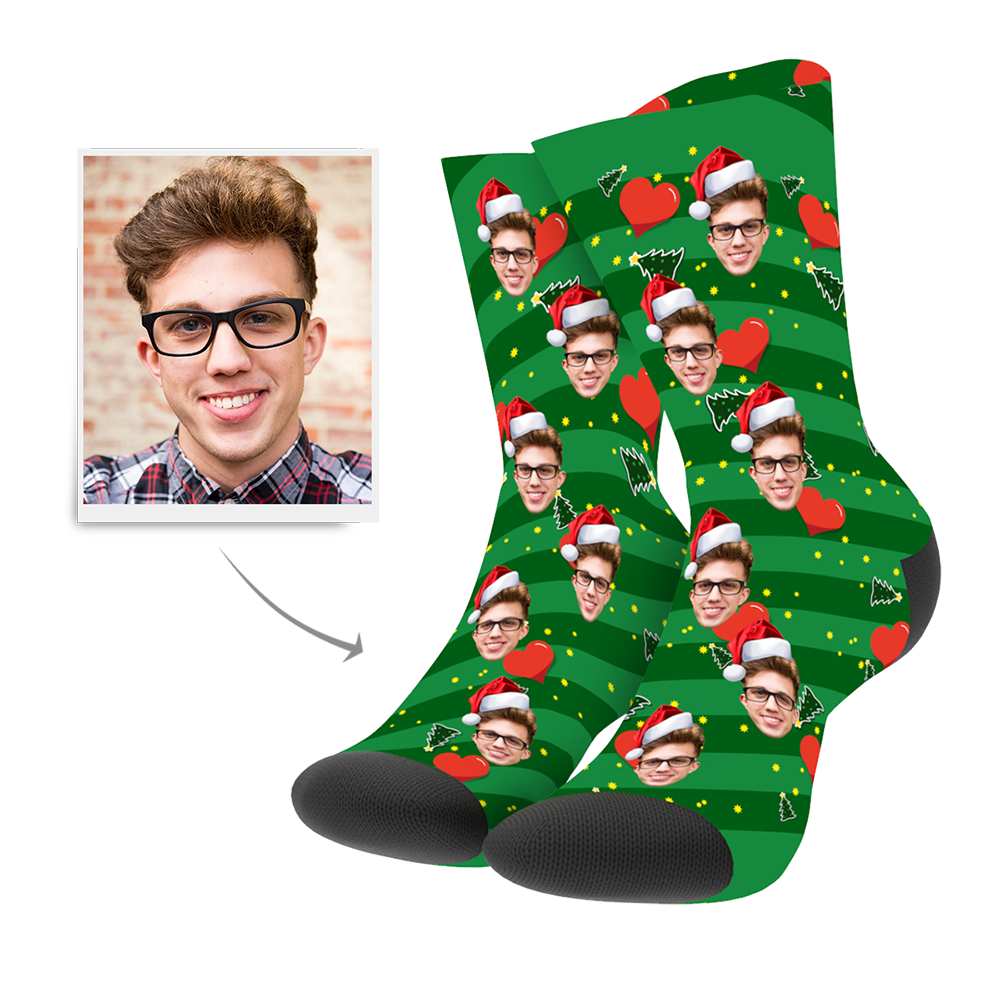 Christmas Custom Heart Socks Gift-FaceSocksUSA