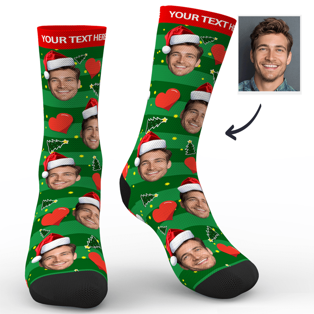 Christmas Custom Heart Socks Gift-FaceSocksUSA
