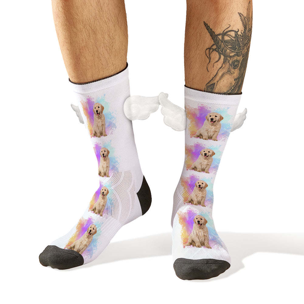 Custom Dog Photo Socks 3D Magnetic Wing Socks for Pet Lover - FaceSocksUSA