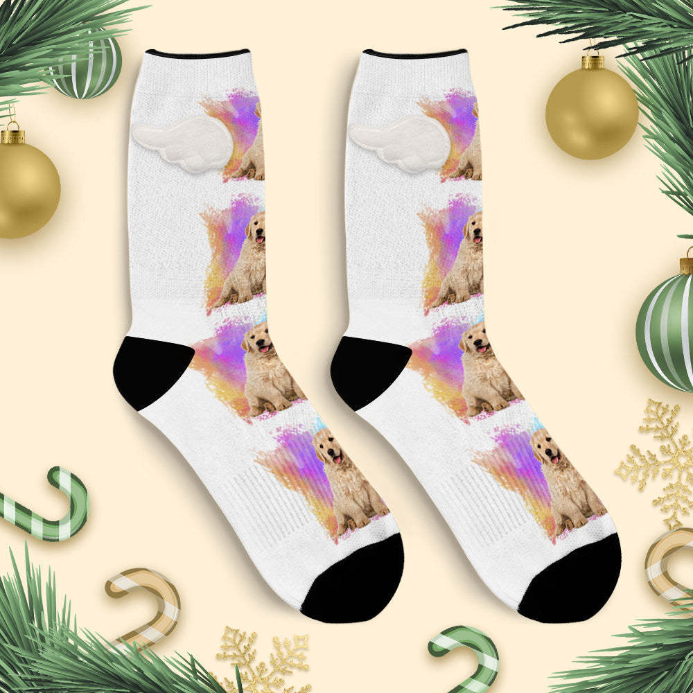 Custom Dog Photo Socks 3D Magnetic Wing Socks for Pet Lover - FaceSocksUSA