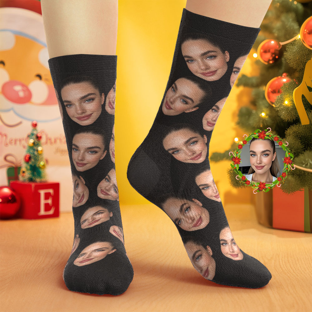 Custom Big Face Socks Personalized Photo Socks Christmas Gift